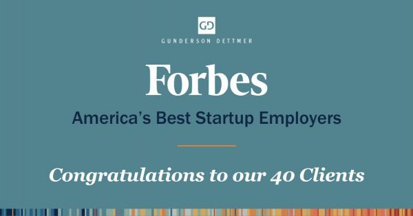 Forbes Recognizes 40 Gunderson Dettmer Clients in America’s Best Startup Employers List