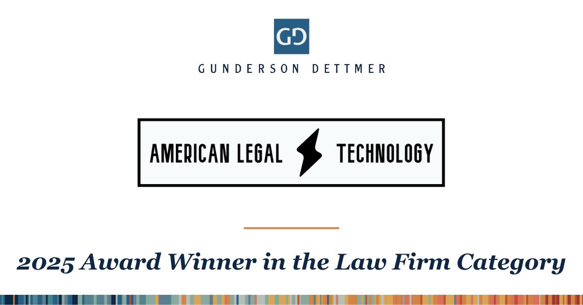 Gunderson Dettmer Wins the 2025 American Legal Technology Award for Law ...