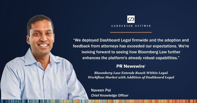 Naveen Pai Quoted in Announcement of Bloomberg Law Acquisition of Dashboard Legal