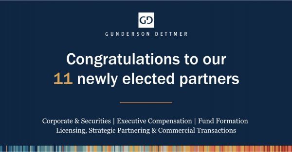 Gunderson Dettmer Announces 11 New Elected Partners