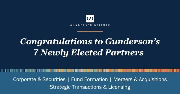 Gunderson Dettmer Announces Seven Newly Elected Partners