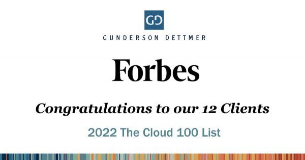 Forbes Recognizes 12 Gunderson Dettmer Clients in The Cloud 100